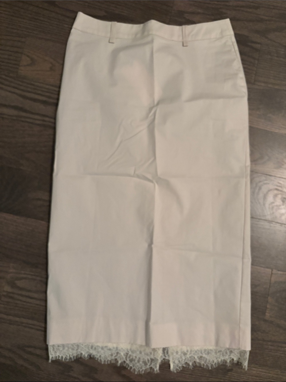 Zara Ivory Pencil Skirt with Lace Trim